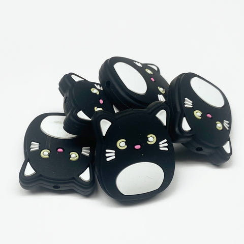 Black Cat Squish Pillow Silicone Focal Bead