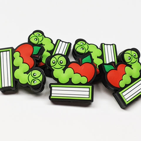 Book Worm w/Apple Silicone Focal Bead