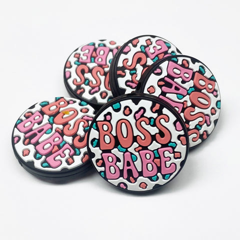 Boss Babe on Animal Print Silicone Focal Bead