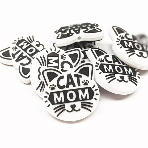 Cat Mom Cat Face Silicone Focal Bead