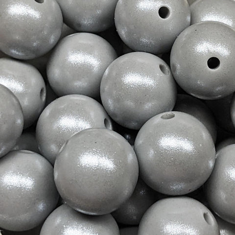 15mm Round Opal Silicone Beads ~ Smoke