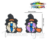 Witch Gnome w/Broom Silicone Focal Bead