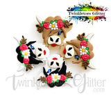 Cow w/Flowers Silicone Focal Bead