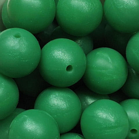 15mm Round Silicone Beads ~ Pearl Green