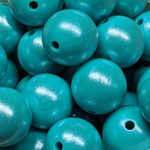 15mm Round Opal Silicone Beads ~ Turquoise