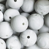 15mm Round Silicone Beads ~ Marble White