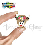 Cow w/Flowers Silicone Focal Bead