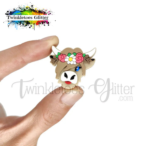 Cow w/Flowers Silicone Focal Bead