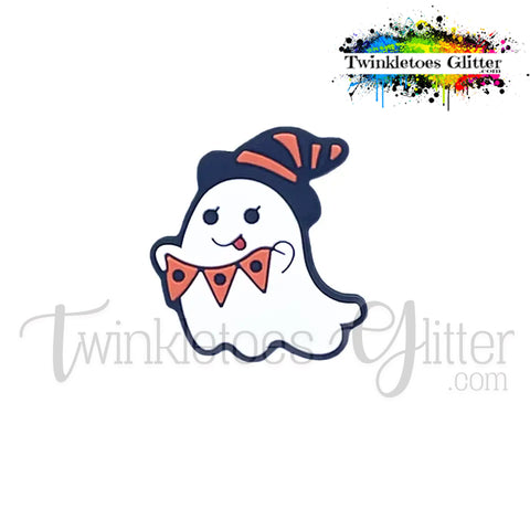 Ghost w/Flag Garland Silicone Focal Bead