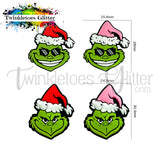 Green Man w/Santa Hat and Shades Silicone Focal Bead