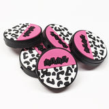 Mama on Circle w/Animal Print ~ 3 Colors ~ Silicone Focal Bead