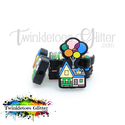 House w/Balloons Silicone Focal Bead