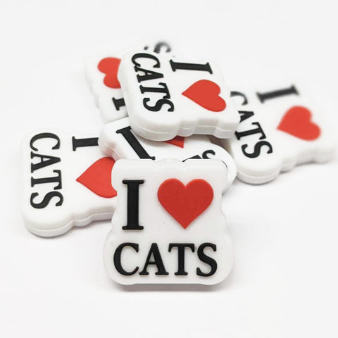 I Heart Cats Silicone Focal Bead