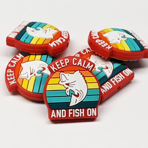 Keep Calm and Fish On Silicone Focal Bead