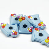 Birdhouse w/Flowers ~ 6 Colors ~ Silicone Focal Bead