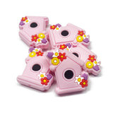 Birdhouse w/Flowers ~ 6 Colors ~ Silicone Focal Bead