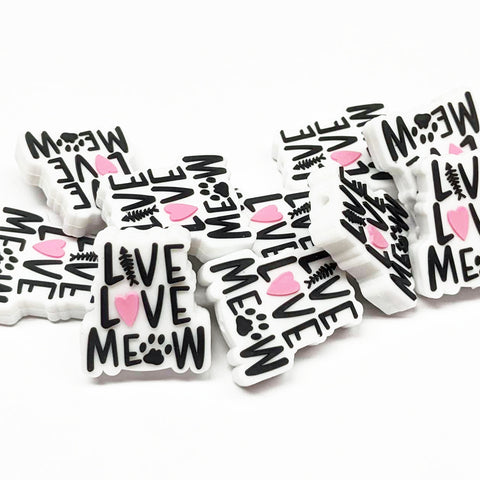 Live Love Meow Silicone Focal Bead