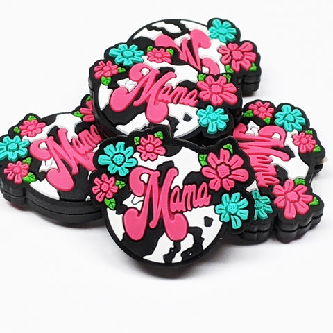 Floral Mama w/Animal Print Silicone Focal Bead