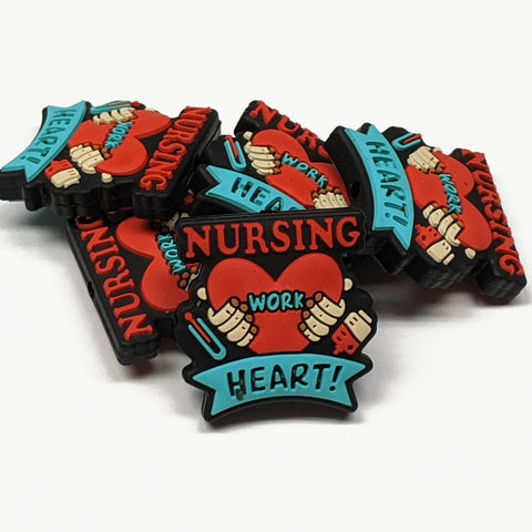 Nursing is a Work of Heart Silicone Focal Bead