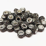 Large Hole Pave Style Rhinestone Rondelle Spacer Beads ~ 18 colors