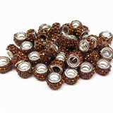 Large Hole Pave Style Rhinestone Rondelle Spacer Beads ~ 18 colors