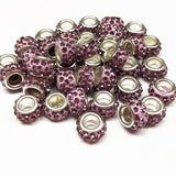 Large Hole Pave Style Rhinestone Rondelle Spacer Beads ~ 18 colors