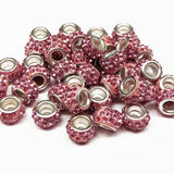 Large Hole Pave Style Rhinestone Rondelle Spacer Beads ~ 18 colors