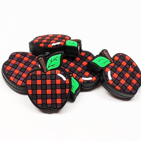 Plaid Apple Silicone Focal Bead