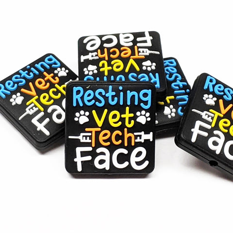 Resting Vet Tech Face Silicone Focal Bead