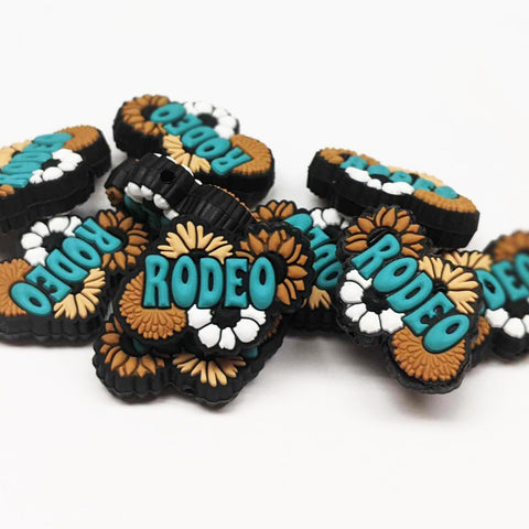 Rodeo w/Flowers Silicone Focal Bead