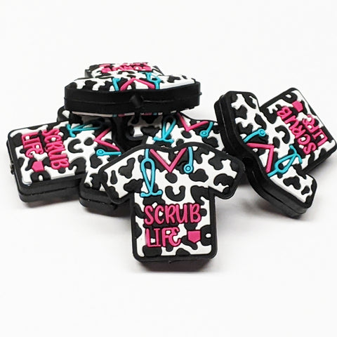 Scrub Life Animal Print Silicone Focal Bead