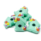 Birdhouse w/Flowers ~ 6 Colors ~ Silicone Focal Bead