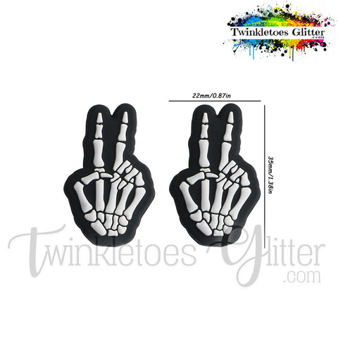 Skeleton Peace Hand Silicone Focal Bead