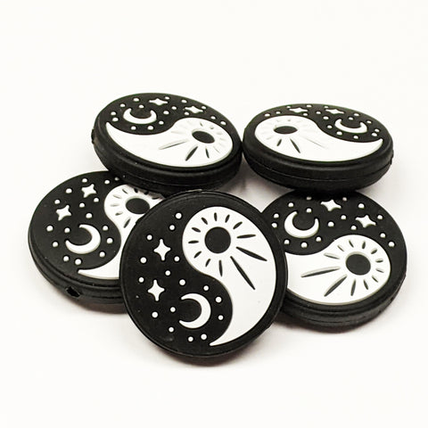 Sun and Moon Yingyang Silicone Focal Bead