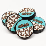 Mama on Circle w/Animal Print ~ 3 Colors ~ Silicone Focal Bead