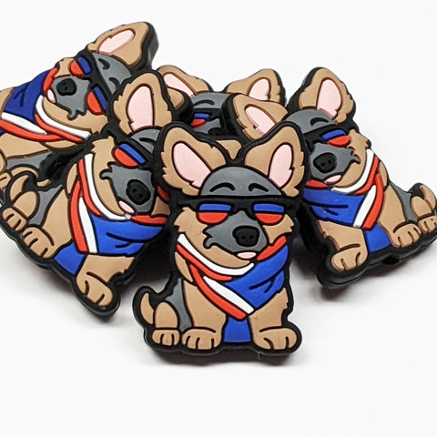 USA German Shepherd Silicone Focal Bead