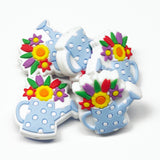 Watering Can w/Flowers ~ 5 Colors ~ Silicone Focal Bead