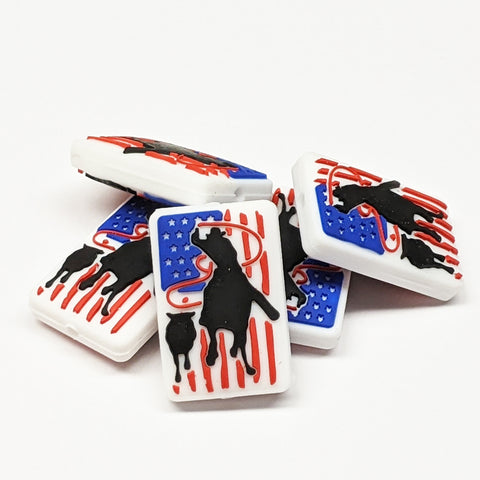 Patriotic Rodeo Silicone Focal Bead