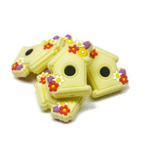 Birdhouse w/Flowers ~ 6 Colors ~ Silicone Focal Bead