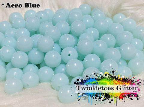 12mm Solid Acrylic Beads ~ Aero Blue