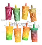 Coffee Cup w/Straw Trinket Keychain, Lots of Colors