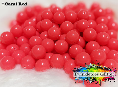 12mm Solid Acrylic Beads ~ Coral Red