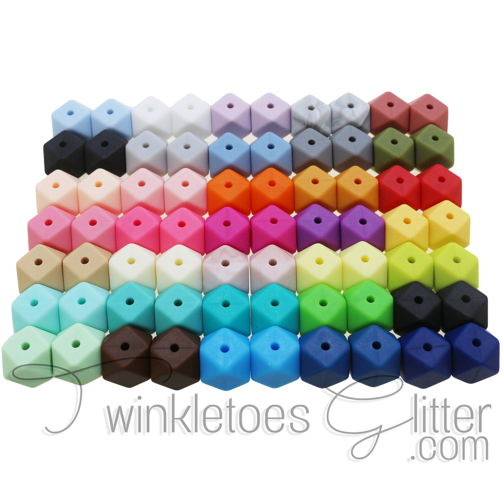 Silicone Beads ~ 17mm Hexagons ~ 30+ Colors – Twinkletoes Glitter and More