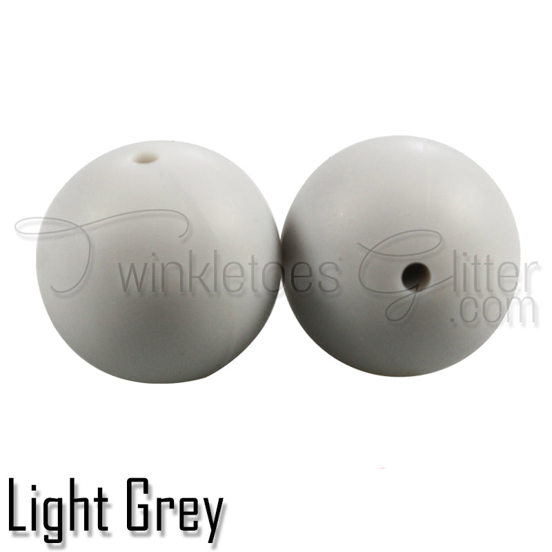 Light Grey 15mm Round Silicone Beads, Gray Round Silicone Beads