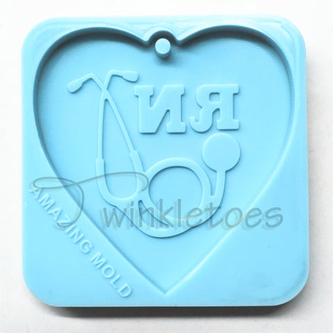 RN Heart w/Stethoscope Silicone Mold